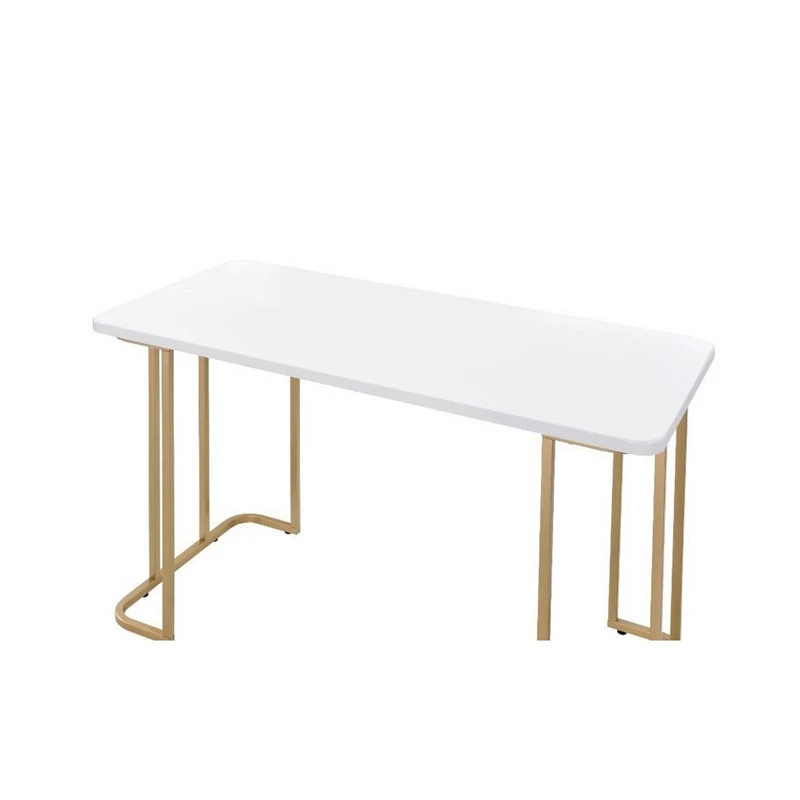 Writing Desk With Metal Curved Sled Base And Floor Protectors White 6 Writing Desk With Metal Curved Sled Base And Floor Protectors White - Image 4