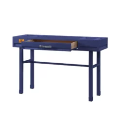 Industrial Style Metal And Wood 1 Drawer Vanity Desk Blue -CYMAX Sales 2676423 1 L