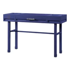 Industrial Style Metal And Wood 1 Drawer Vanity Desk Blue