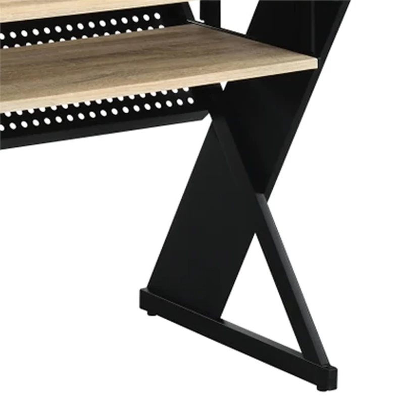 Tin 47 Inch Wood Music Desk Studio Station Keyboard Tray Shelves Brown 6 Tin 47 Inch Wood Music Desk Studio Station Keyboard Tray Shelves Brown - Image 4