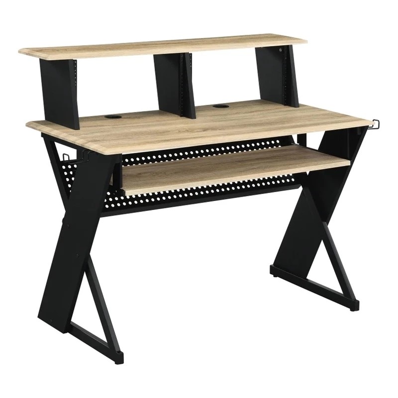 Tin 47 Inch Wood Music Desk Studio Station Keyboard Tray Shelves Brown 3 Tin 47 Inch Wood Music Desk Studio Station Keyboard Tray Shelves Brown