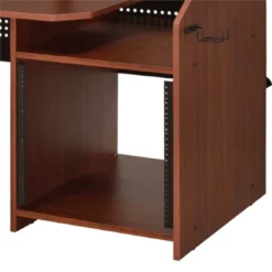 71 Inch Wood Music Desk Studio Workstation 3 Shelves Cherry Brown -CYMAX Sales 2676469 3 L