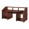 71 Inch Wood Music Desk Studio Workstation 3 Shelves Cherry Brown 2 71 Inch Wood Music Desk Studio Workstation 3 Shelves Cherry Brown -CYMAX Sales 2676469 L