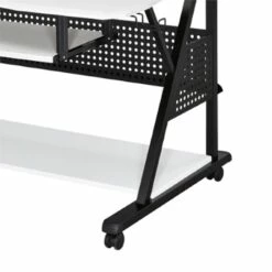 Gia 67 Inch Music Desk Workstation Speaker Shelf Keyboard Tray White 11 Gia 67 Inch Music Desk Workstation Speaker Shelf Keyboard Tray White -CYMAX Sales 2676471 3 L