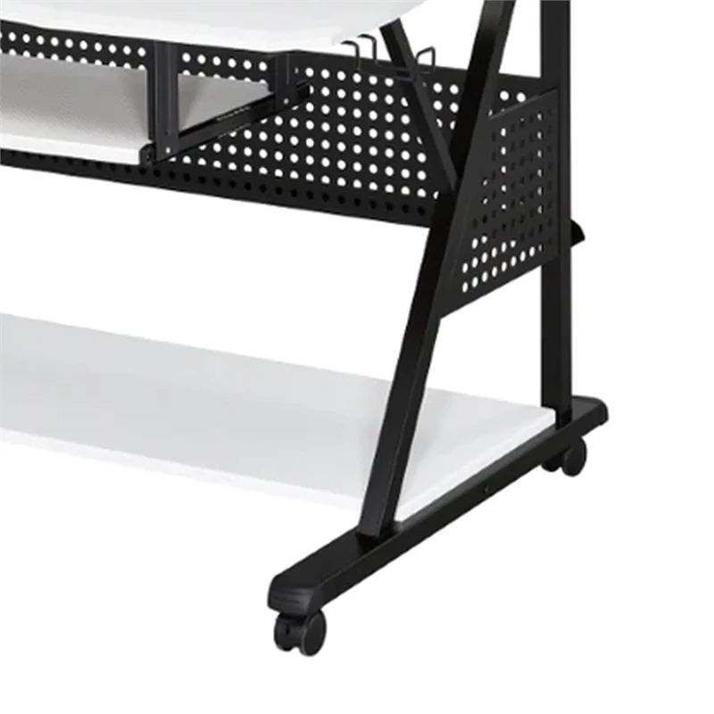 Gia 67 Inch Music Desk Workstation Speaker Shelf Keyboard Tray White 7 Gia 67 Inch Music Desk Workstation Speaker Shelf Keyboard Tray White - Image 5