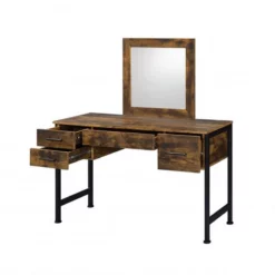 Vanity Desk With 4 Drawers And Square Mirror Brown And Black -CYMAX Sales 2676530 9 L