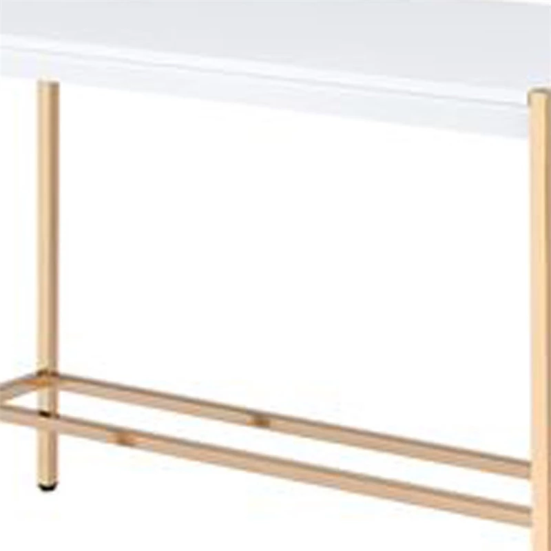 Writing Desk With USB Dock And Metal Legs White And Rose Gold 7 Writing Desk With USB Dock And Metal Legs White And Rose Gold - Image 5