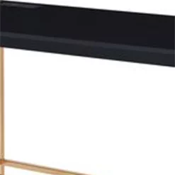 Writing Desk With USB Dock And Metal Legs Black And Rose Gold -CYMAX Sales 2676566 1 L