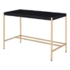 Writing Desk With USB Dock And Metal Legs Black And Rose Gold -CYMAX Sales 2676566 L
