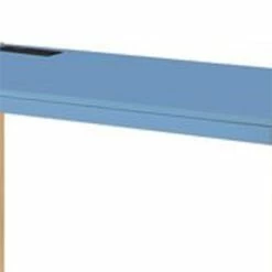 Writing Desk With USB Dock And Metal Legs Blue And Rose Gold -CYMAX Sales 2676567 1 L