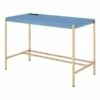 Writing Desk With USB Dock And Metal Legs Blue And Rose Gold 2 Writing Desk With USB Dock And Metal Legs Blue And Rose Gold -CYMAX Sales 2676567 L
