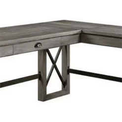 L Shaped Writing Desk With Lift Top And Sled Base Oak Gray -CYMAX Sales 2676584 1 L
