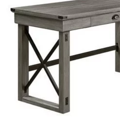 L Shaped Writing Desk With Lift Top And Sled Base Oak Gray -CYMAX Sales 2676584 2 L