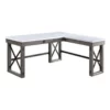 L Shape Writing Desk With Marble Lift Top And Sled Base Gray And White -CYMAX Sales 2676586 5 L