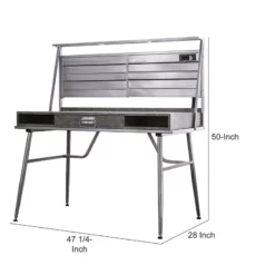 Corrugated Back Metal Frame Desk With USB Docks Gray And Silver -CYMAX Sales 2676693 4 L