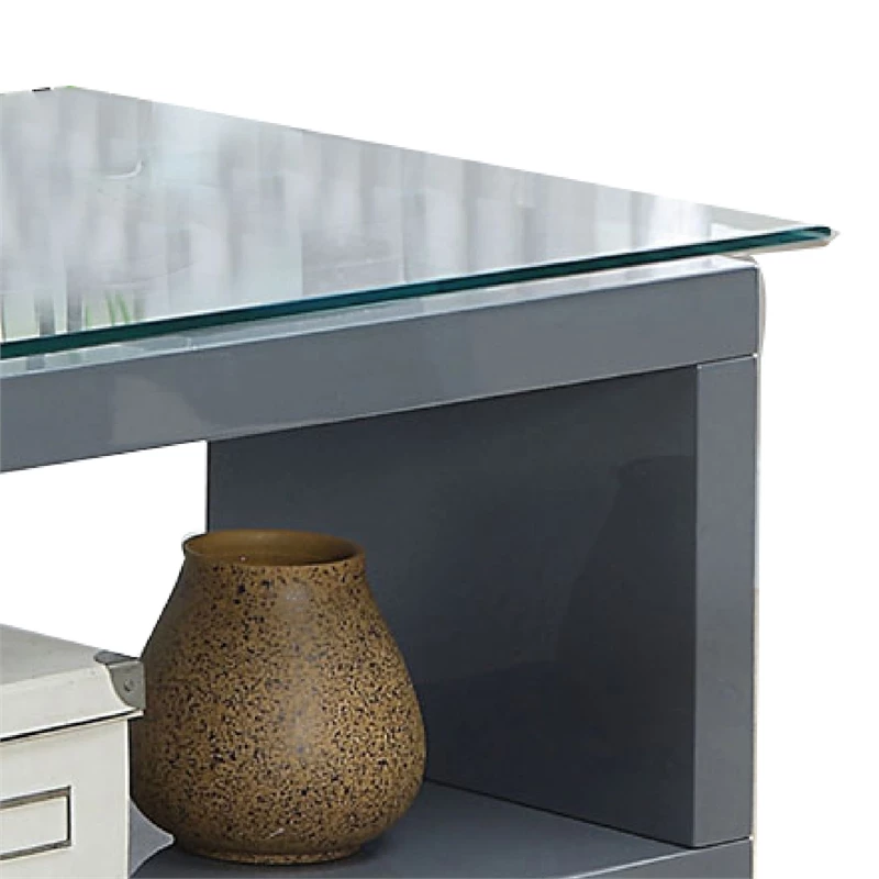 Movable Glass Top Computer Desk With X Shaped Side Panel Gray And Clear 7 Movable Glass Top Computer Desk With X Shaped Side Panel Gray And Clear - Image 5