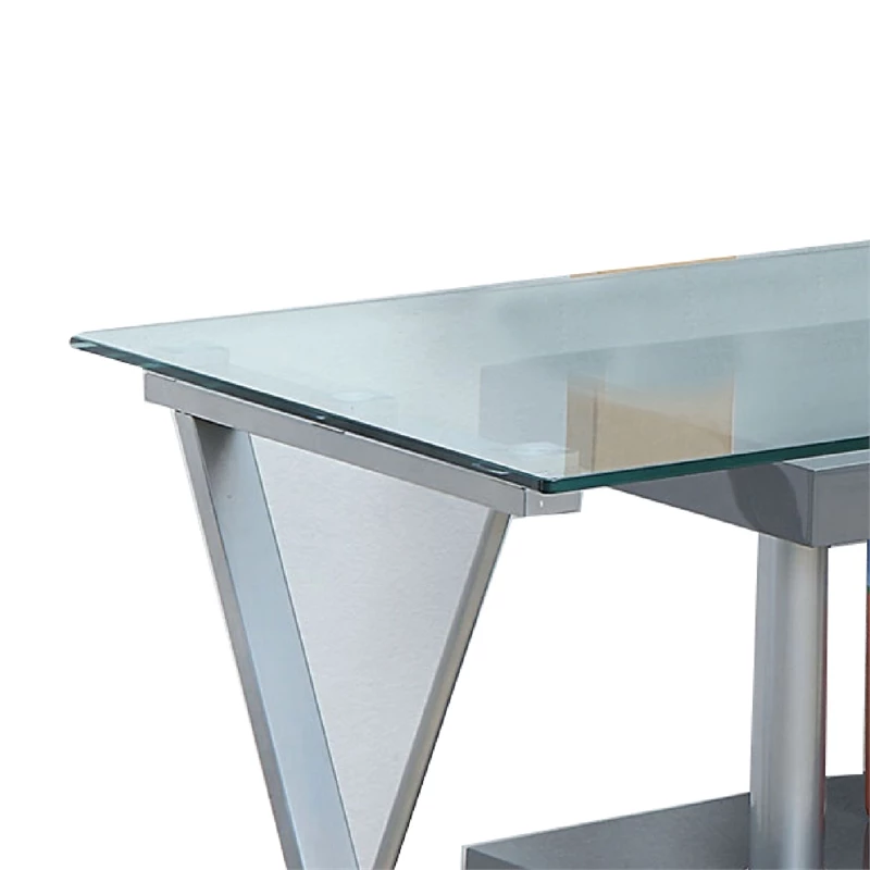 Movable Glass Top Computer Desk With X Shaped Side Panel Gray And Clear 4 Movable Glass Top Computer Desk With X Shaped Side Panel Gray And Clear - Image 2