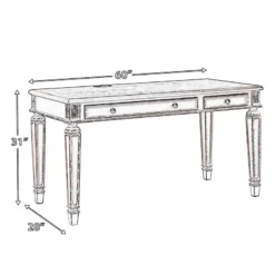 Transitional Wooden Office Desk With Carvings And Drawers White And Brown -CYMAX Sales 2677131 4 L