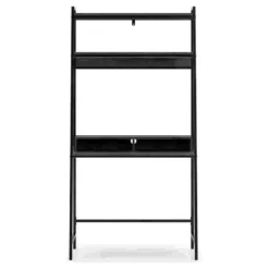 Office Desk With 2 Upper Shelves And Metal Legs Black And Gray -CYMAX Sales 2677206 1 L