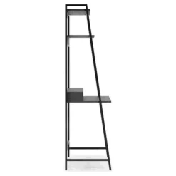 Office Desk With 2 Upper Shelves And Metal Legs Black And Gray -CYMAX Sales 2677206 2 L