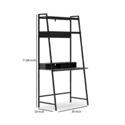 Office Desk With 2 Upper Shelves And Metal Legs Black And Gray -CYMAX Sales 2677206 4 L