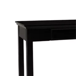 Single Drawer Wooden Desk With Metal Ring Pull And Tapered Legs Black -CYMAX Sales 2677390 1 L