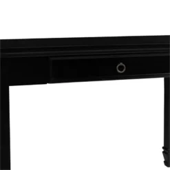 Single Drawer Wooden Desk With Metal Ring Pull And Tapered Legs Black -CYMAX Sales 2677390 3 L