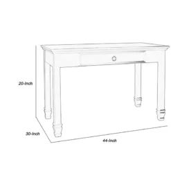Single Drawer Wooden Desk With Metal Ring Pull And Tapered Legs Black -CYMAX Sales 2677390 4 L