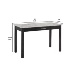 Jay 48 Inch Desk With Drawer And Faux Marble Top Black -CYMAX Sales 2677424 4 L