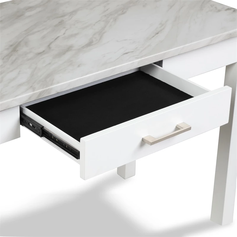 Jay 48 Inch Desk With Drawer And Faux Marble Top White 7 Jay 48 Inch Desk With Drawer And Faux Marble Top White - Image 5