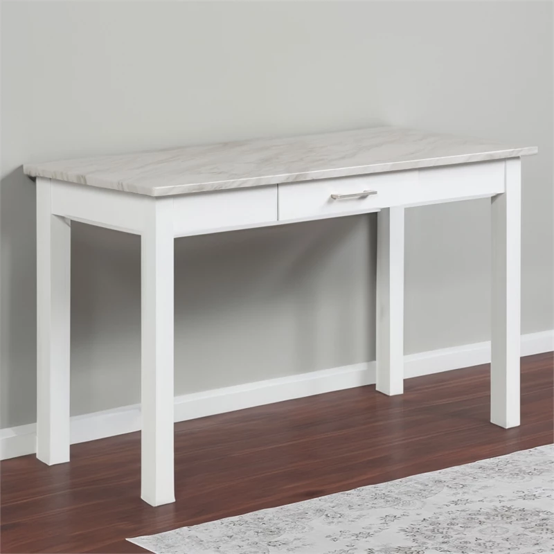 Jay 48 Inch Desk With Drawer And Faux Marble Top White 8 Jay 48 Inch Desk With Drawer And Faux Marble Top White - Image 6