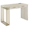Writing Desk With 2 Drawers And Built In USB Port Oak White And Gold 2 Writing Desk With 2 Drawers And Built In USB Port Oak White And Gold -CYMAX Sales 2677508 L