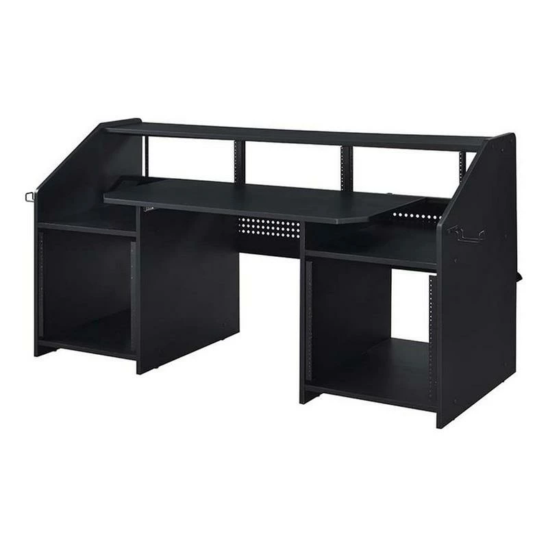 71 Inch Wood Music Studio Desk Keyboard Tray Monitor Top Black 3 71 Inch Wood Music Studio Desk Keyboard Tray Monitor Top Black