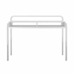 Office Desk With 2 Compartments Tubular Metal Frame White Chrome -CYMAX Sales 2678734 1 L