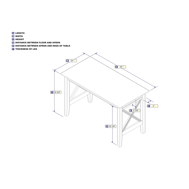 AFI 48" Solid Wood X Design Writing Desk With USB Charger In White 9 AFI 48" Solid Wood X Design Writing Desk With USB Charger In White - Image 7