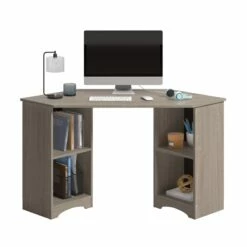 UrbanPro Engineered Wood Corner Desk In Silver Sycamore / Brown Finish -CYMAX Sales 2680638 2 L