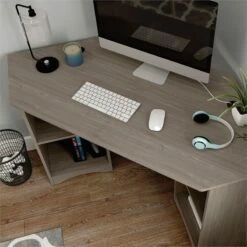 UrbanPro Engineered Wood Corner Desk In Silver Sycamore / Brown Finish -CYMAX Sales 2680638 5 L
