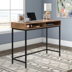 UrbanPro Engineered Wood / Metal Writing Desk In Sindoori Mango / Natural -CYMAX Sales 2680639 3 L