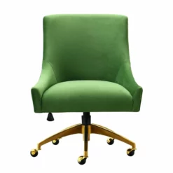 Maklaine 22.6" Transitional Velvet Office Swivel Chair In Green -CYMAX Sales 2682277 2 L 1