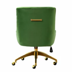 Maklaine 22.6" Transitional Velvet Office Swivel Chair In Green -CYMAX Sales 2682277 3 L 1