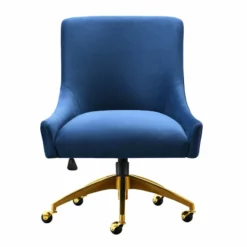 Maklaine 22.6" Transitional Velvet Office Swivel Chair In Navy 18 Maklaine 22.6" Transitional Velvet Office Swivel Chair In Navy -CYMAX Sales 2682284 2 L