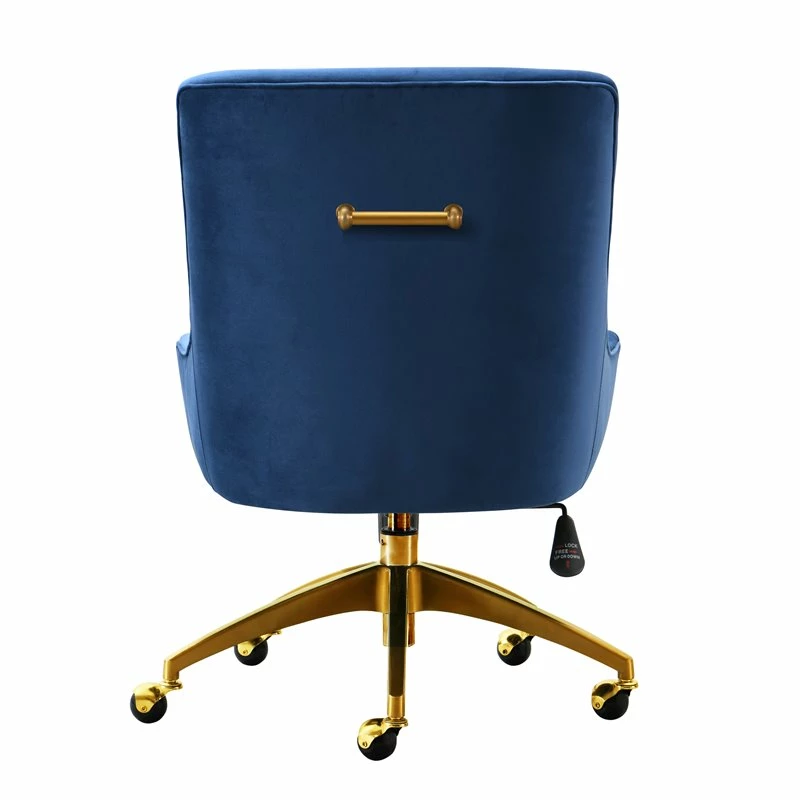 Maklaine 22.6" Transitional Velvet Office Swivel Chair In Navy 6 Maklaine 22.6" Transitional Velvet Office Swivel Chair In Navy - Image 4