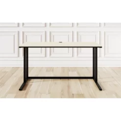 Flats & Castles Logan 55" Wood Writing Desk With Cable Management In Natural -CYMAX Sales 2682875 1 L