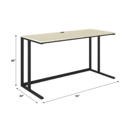 Flats & Castles Logan 55" Wood Writing Desk With Cable Management In Natural -CYMAX Sales 2682875 4 L