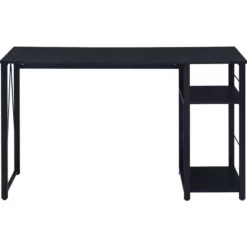 Writing Desk With 2 Tier Side Shelves And Tubular Metal Legs Black 11 Writing Desk With 2 Tier Side Shelves And Tubular Metal Legs Black -CYMAX Sales 2683461 1 L