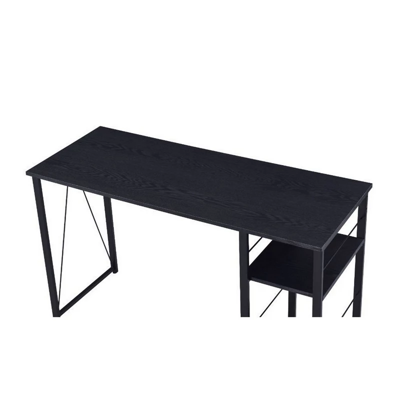 Writing Desk With 2 Tier Side Shelves And Tubular Metal Legs Black 5 Writing Desk With 2 Tier Side Shelves And Tubular Metal Legs Black - Image 3
