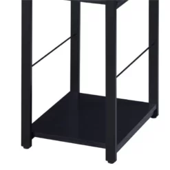 Writing Desk With 2 Tier Side Shelves And Tubular Metal Legs Black 10 Writing Desk With 2 Tier Side Shelves And Tubular Metal Legs Black -CYMAX Sales 2683461 3 L