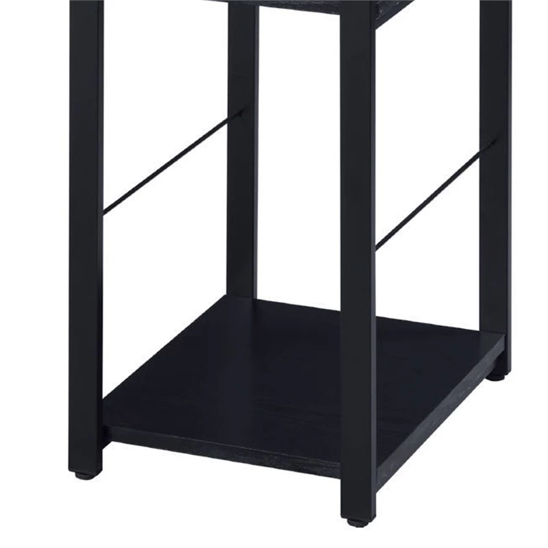 Writing Desk With 2 Tier Side Shelves And Tubular Metal Legs Black 6 Writing Desk With 2 Tier Side Shelves And Tubular Metal Legs Black - Image 4