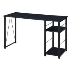 Writing Desk With 2 Tier Side Shelves And Tubular Metal Legs Black