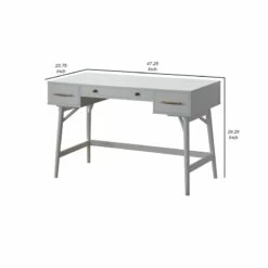 Wooden Writing Desk With 3 Drawers And Tapered Legs White -CYMAX Sales 2683609 4 L